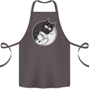 Cat and Dog Yin Yang Cotton Apron 100% Organic Dark Grey