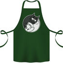 Cat and Dog Yin Yang Cotton Apron 100% Organic Forest Green