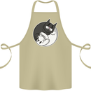 Cat and Dog Yin Yang Cotton Apron 100% Organic Khaki