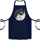 Cat and Dog Yin Yang Cotton Apron 100% Organic Navy Blue