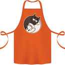 Cat and Dog Yin Yang Cotton Apron 100% Organic Orange