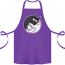 Cat and Dog Yin Yang Cotton Apron 100% Organic Purple