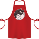 Cat and Dog Yin Yang Cotton Apron 100% Organic Red