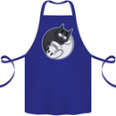 Cat and Dog Yin Yang Cotton Apron 100% Organic Royal Blue