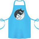 Cat and Dog Yin Yang Cotton Apron 100% Organic Turquoise
