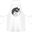 Cat and Dog Yin Yang Cotton Apron 100% Organic White