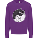 Cat and Dog Yin Yang Kids Sweatshirt Jumper Purple