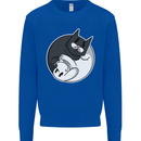 Cat and Dog Yin Yang Kids Sweatshirt Jumper Royal Blue