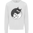 Cat and Dog Yin Yang Kids Sweatshirt Jumper White