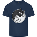 Cat and Dog Yin Yang Kids T-Shirt Childrens Navy Blue