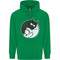 Cat and Dog Yin Yang Mens 80% Cotton Hoodie Irish Green