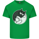 Cat and Dog Yin Yang Mens Cotton T-Shirt Tee Top Irish Green