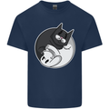 Cat and Dog Yin Yang Mens Cotton T-Shirt Tee Top Navy Blue