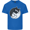 Cat and Dog Yin Yang Mens Cotton T-Shirt Tee Top Royal Blue