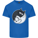 Cat and Dog Yin Yang Mens Cotton T-Shirt Tee Top Royal Blue