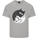 Cat and Dog Yin Yang Mens Cotton T-Shirt Tee Top Sports Grey