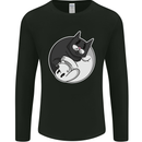 Cat and Dog Yin Yang Mens Long Sleeve T-Shirt Black