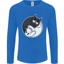 Cat and Dog Yin Yang Mens Long Sleeve T-Shirt Royal Blue