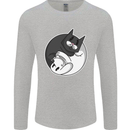 Cat and Dog Yin Yang Mens Long Sleeve T-Shirt Sports Grey