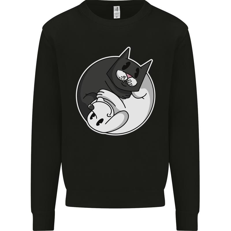 Cat and Dog Yin Yang Mens Sweatshirt Jumper Black