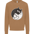 Cat and Dog Yin Yang Mens Sweatshirt Jumper Caramel Latte