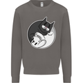 Cat and Dog Yin Yang Mens Sweatshirt Jumper Charcoal
