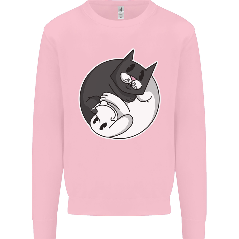 Cat and Dog Yin Yang Mens Sweatshirt Jumper Light Pink