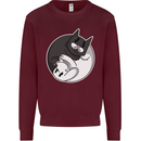 Cat and Dog Yin Yang Mens Sweatshirt Jumper Maroon