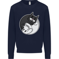 Cat and Dog Yin Yang Mens Sweatshirt Jumper Navy Blue