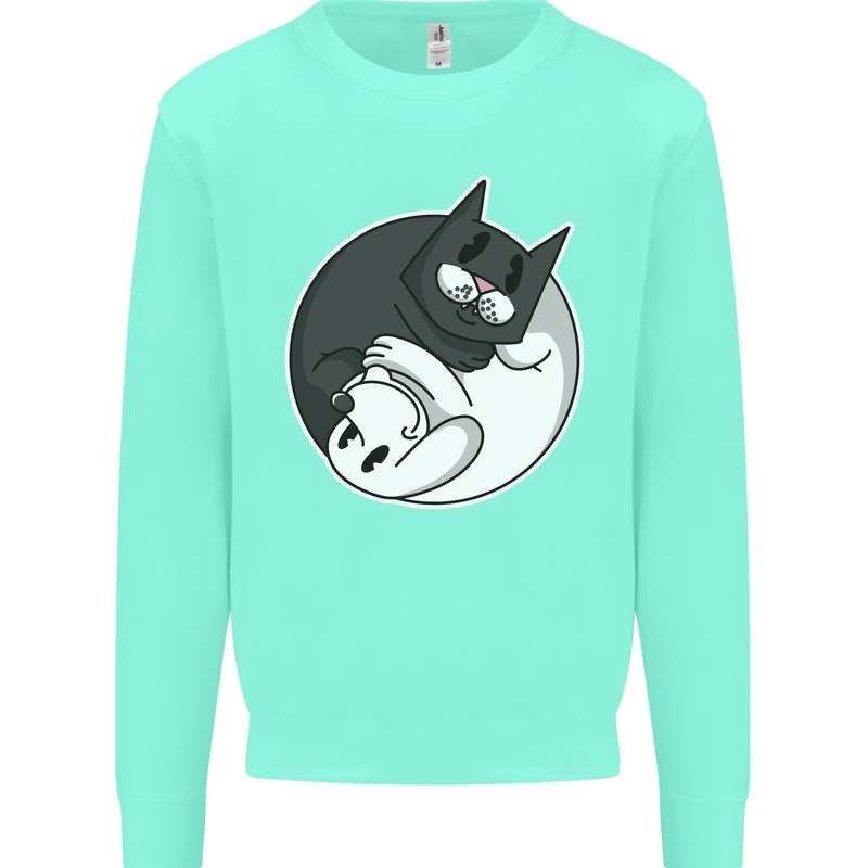 Cat and Dog Yin Yang Mens Sweatshirt Jumper Peppermint