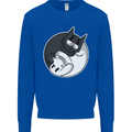 Cat and Dog Yin Yang Mens Sweatshirt Jumper Royal Blue