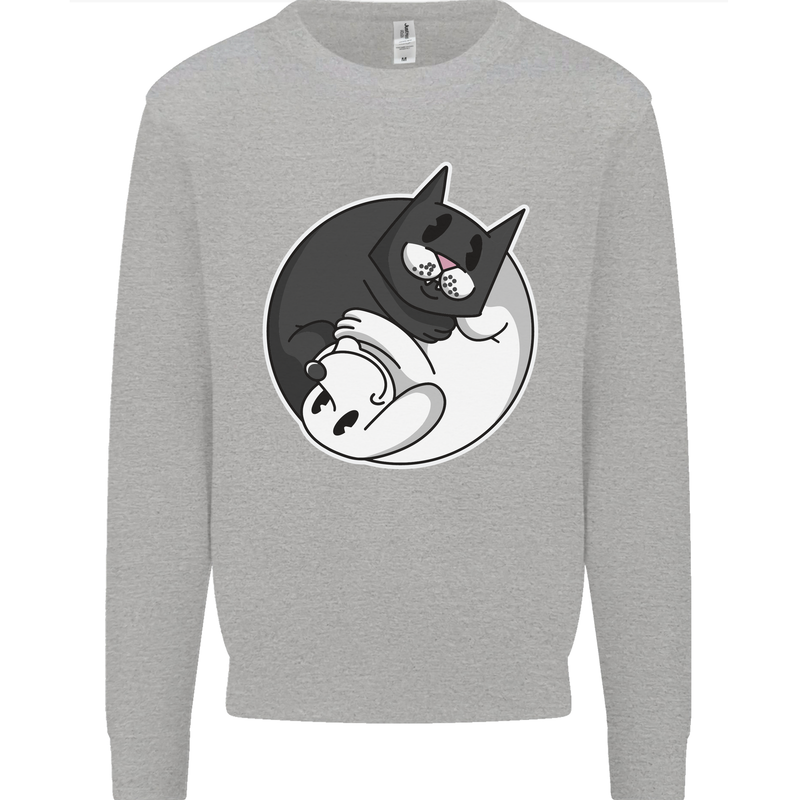Cat and Dog Yin Yang Mens Sweatshirt Jumper Sports Grey