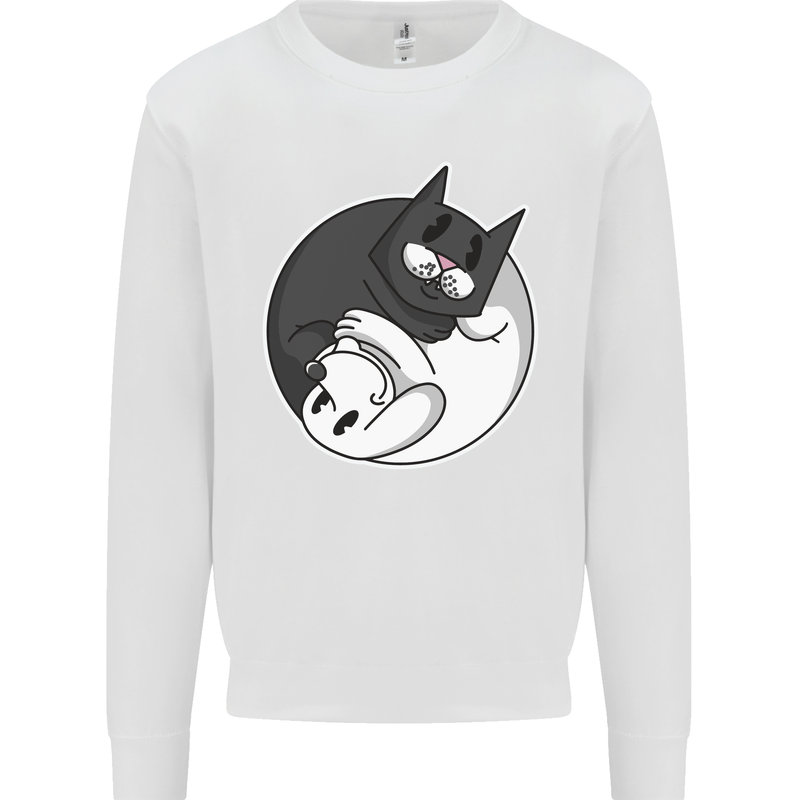 Cat and Dog Yin Yang Mens Sweatshirt Jumper White