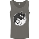 Cat and Dog Yin Yang Mens Vest Tank Top Charcoal