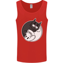 Cat and Dog Yin Yang Mens Vest Tank Top Red