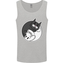 Cat and Dog Yin Yang Mens Vest Tank Top Sports Grey