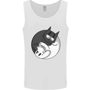 Cat and Dog Yin Yang Mens Vest Tank Top White