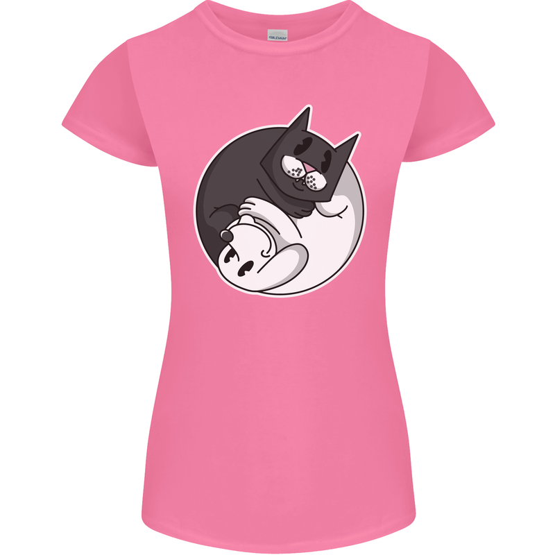 Cat and Dog Yin Yang Womens Petite Cut T-Shirt Azalea