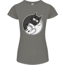 Cat and Dog Yin Yang Womens Petite Cut T-Shirt Charcoal