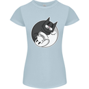 Cat and Dog Yin Yang Womens Petite Cut T-Shirt Light Blue