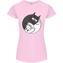 Cat and Dog Yin Yang Womens Petite Cut T-Shirt Light Pink