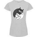 Cat and Dog Yin Yang Womens Petite Cut T-Shirt Sports Grey