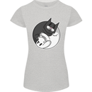 Cat and Dog Yin Yang Womens Petite Cut T-Shirt Sports Grey