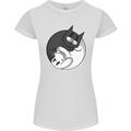 Cat and Dog Yin Yang Womens Petite Cut T-Shirt White