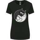 Cat and Dog Yin Yang Womens Wider Cut T-Shirt Black