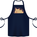 Cat and Pizza Funny Antisocial Cotton Apron 100% Organic Navy Blue