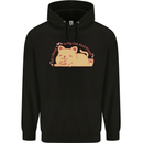 Cat and Pizza Funny Antisocial Mens 80% Cotton Hoodie Black