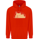 Cat and Pizza Funny Antisocial Mens 80% Cotton Hoodie Bright Red