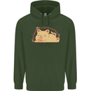 Cat and Pizza Funny Antisocial Mens 80% Cotton Hoodie Forest Green