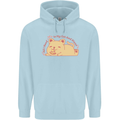 Cat and Pizza Funny Antisocial Mens 80% Cotton Hoodie Light Blue